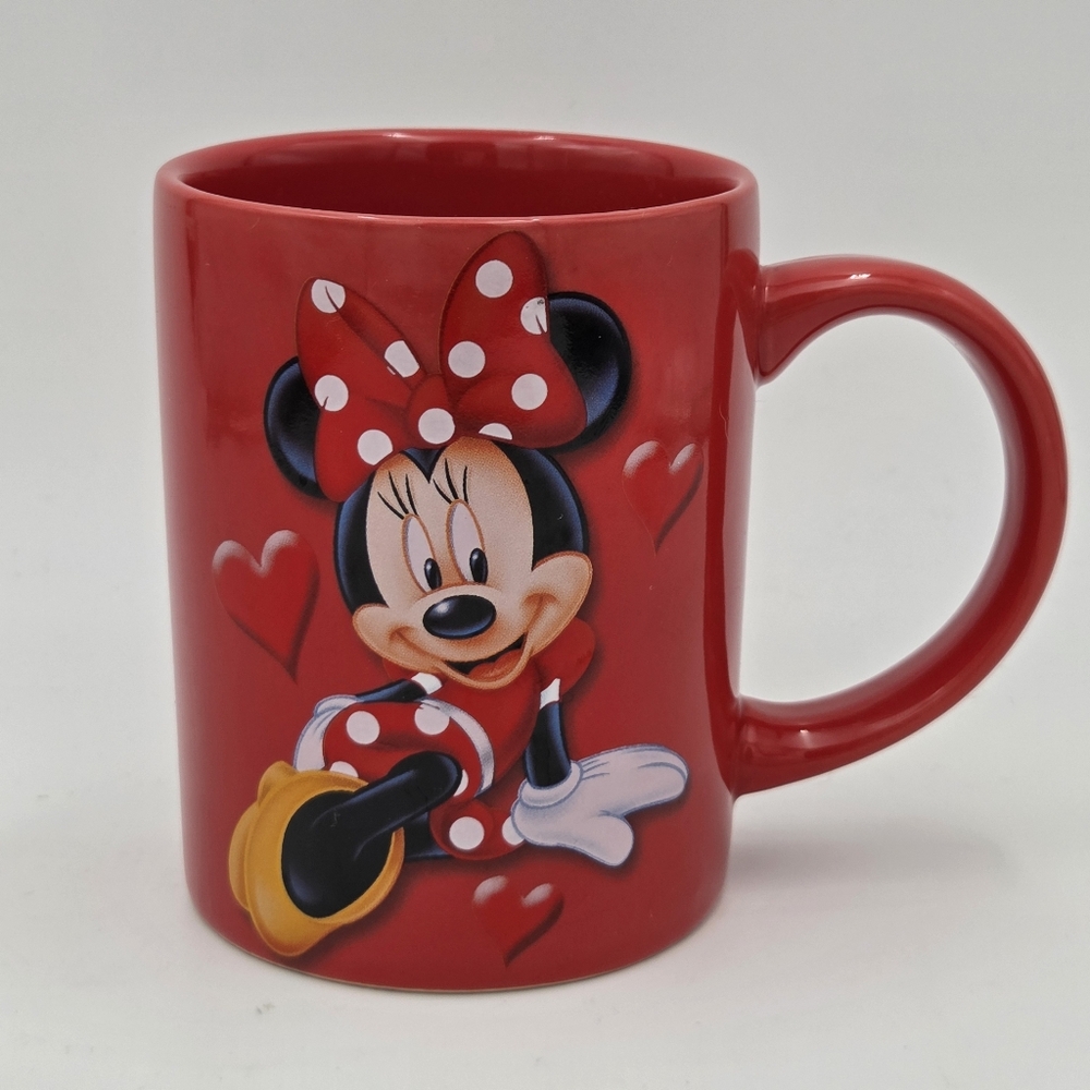 LN! Minnie Mouse Mug It's All About Me Red Hearts Disney 14 Oz